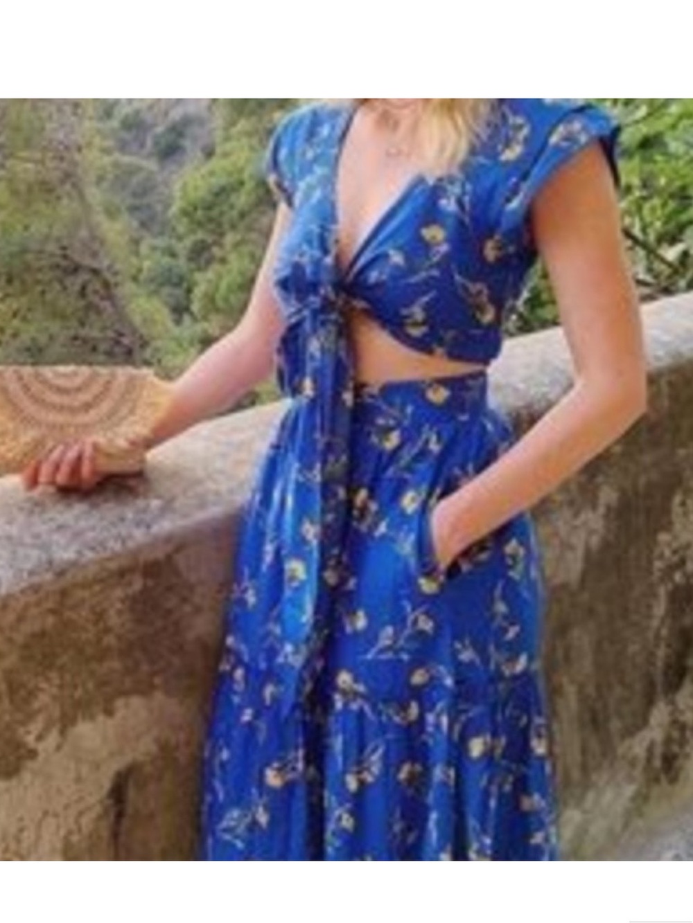 Happy X Nature Kate Hudson Two Piece Solar Set Blue Floral Poppy Skirt